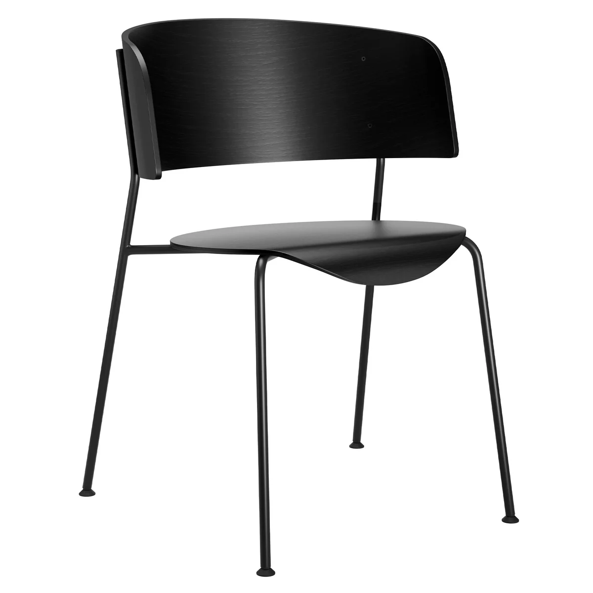 OUT Objekte unserer Tage - Wagner Chaise avec accoudoirs, noir / chêne laqué noir