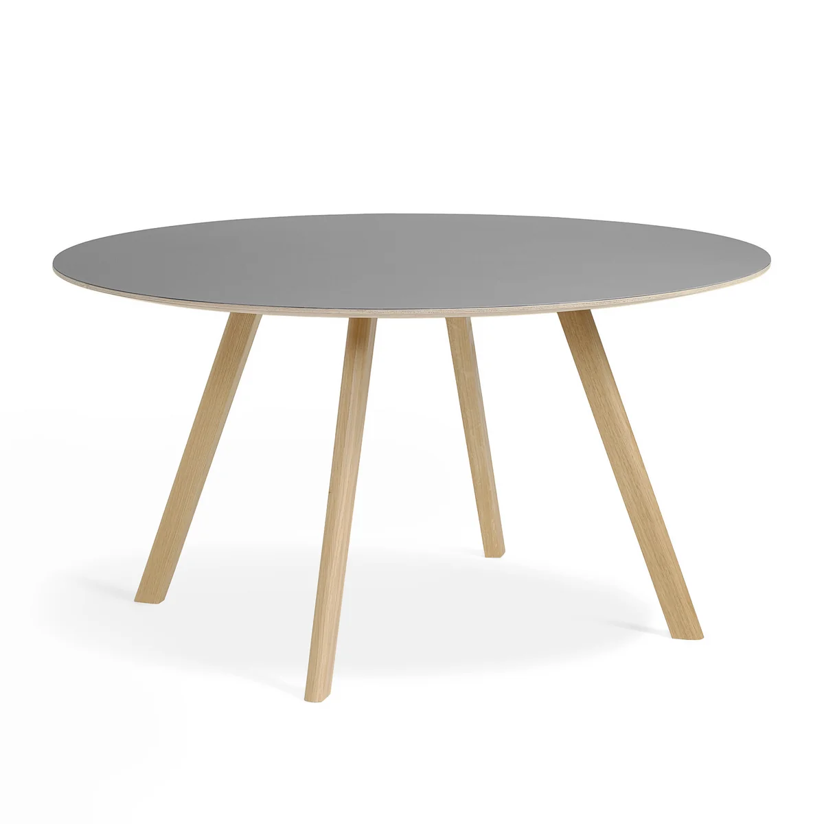 HAY - Copenhague CPH25 2. 0 Table Ø 140 cm, chêne laqué / linoléum gris HAY - Copenhague CPH25 2. 0 Table Ø 140 cm, chêne laqué / linoléum gris