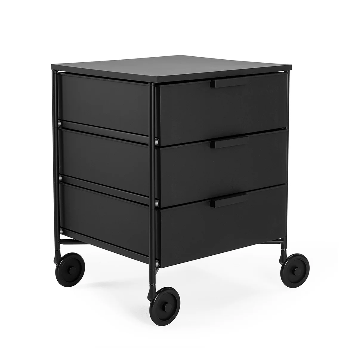Kartell - Conteneur mobil à roulettes, 3 tiroirs, noir mat Kartell - Conteneur mobil à roulettes, 3 tiroirs, noir mat