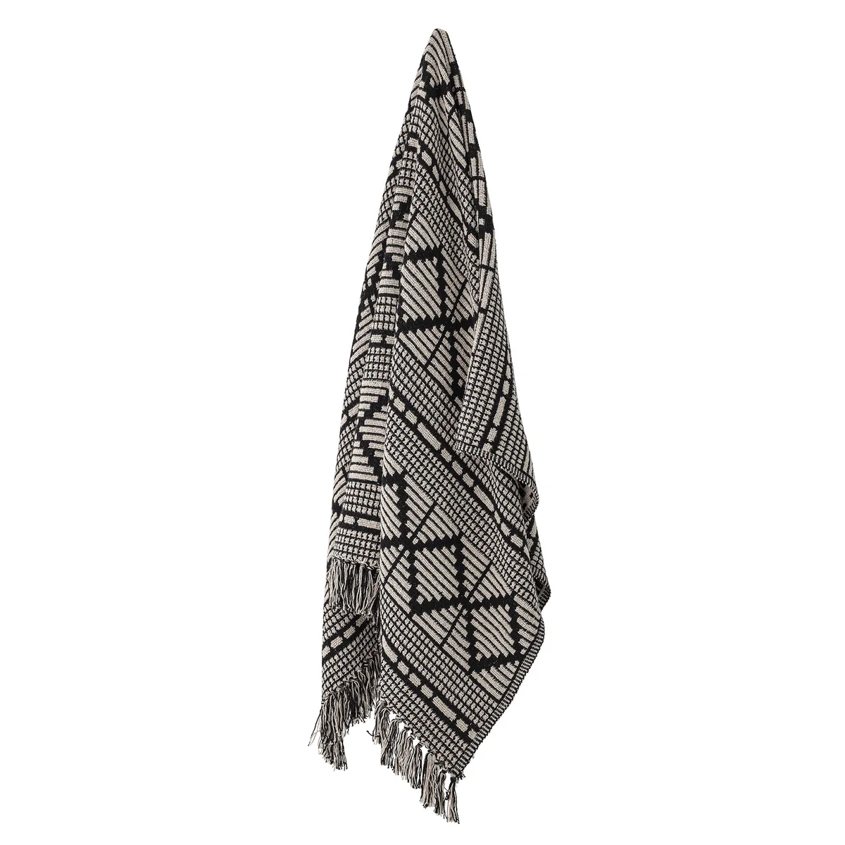 Bloomingville - Couverture frederika en coton recyclé, 160 x 130 cm, noir Bloomingville - Couverture frederika en coton recyclé, 160 x 130 cm, noir