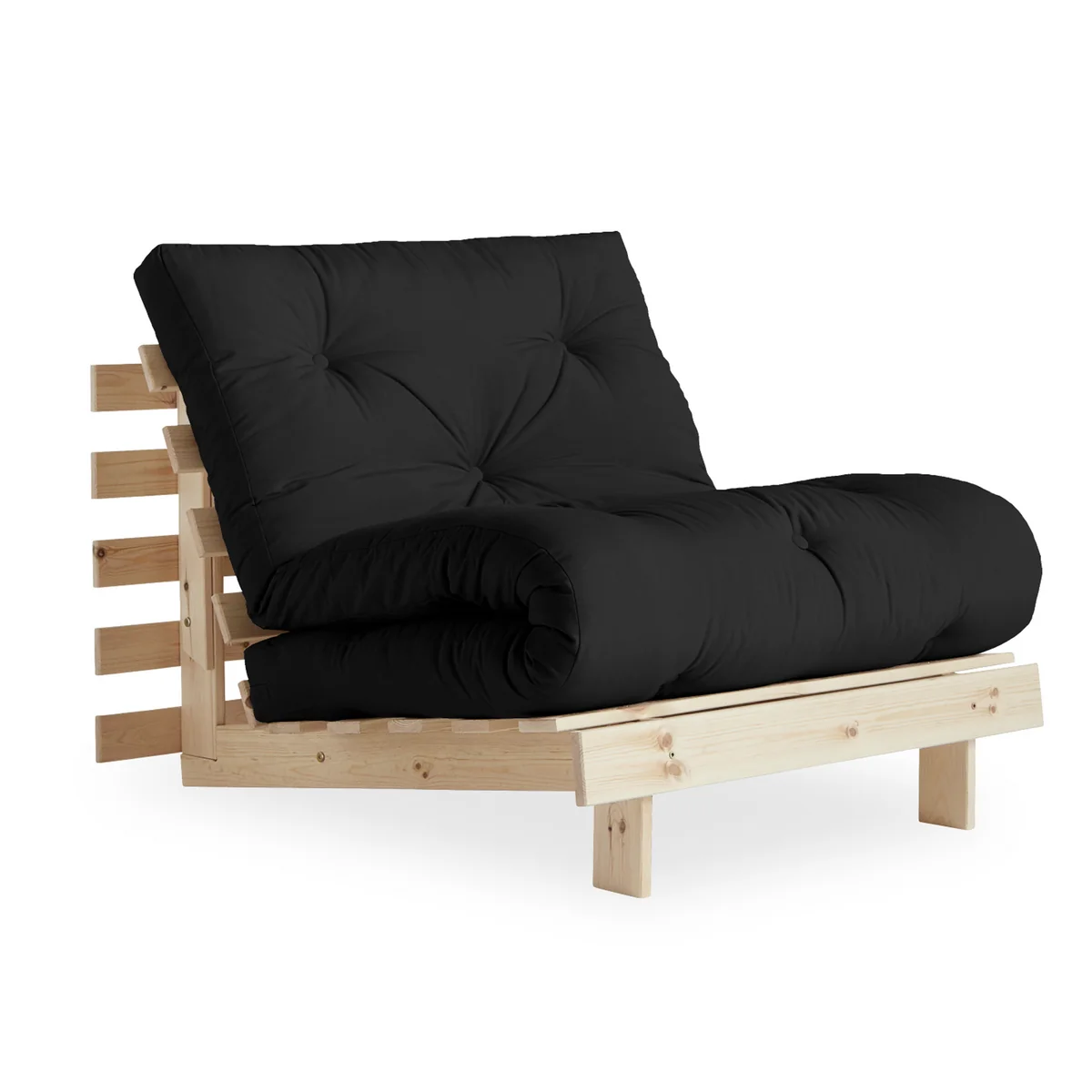 Karup - Fauteuil-lit « Roots » 90 cm, pin naturel / gris foncé (734)