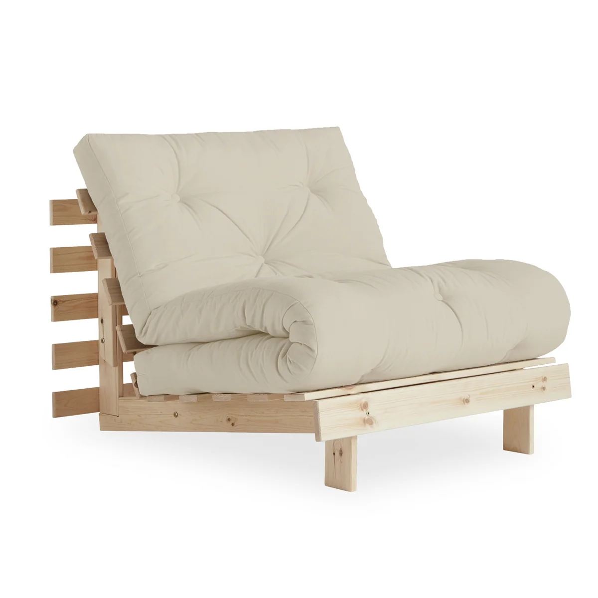 Karup - Fauteuil-lit « Roots » 90 cm, pin naturel / beige (747)