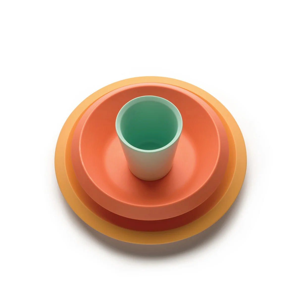 Alessi - Giro Kids Vaisselle pour enfants S1, jaune / orange / vert (3 pcs.)