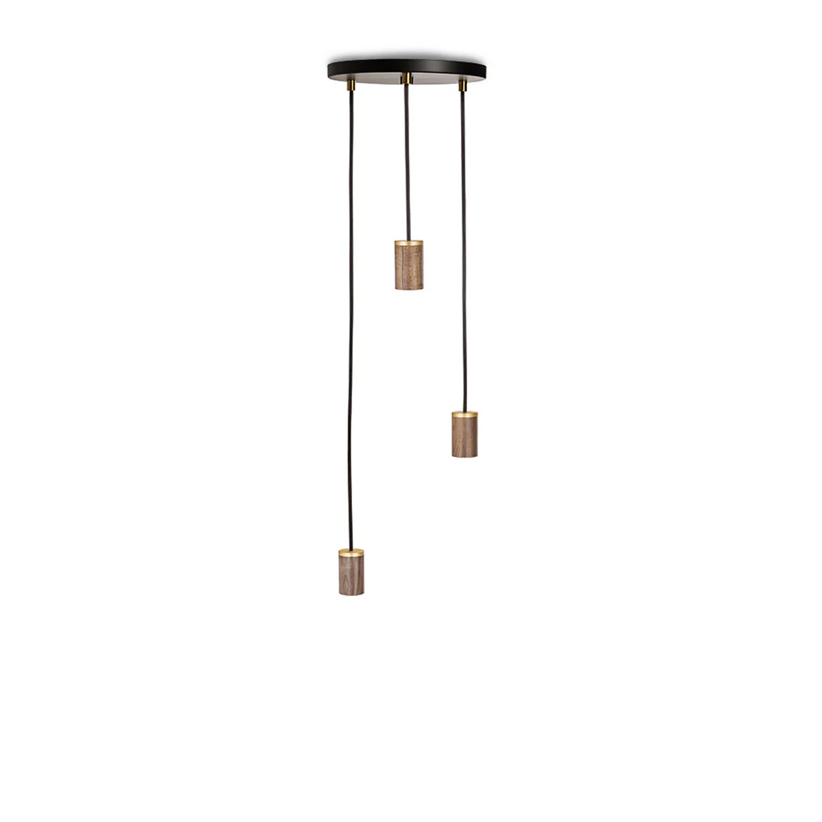 Tala - Brass Triple Lampe suspendue, noir / noix / laiton Tala - Brass Triple Lampe suspendue, noir / noix / laiton