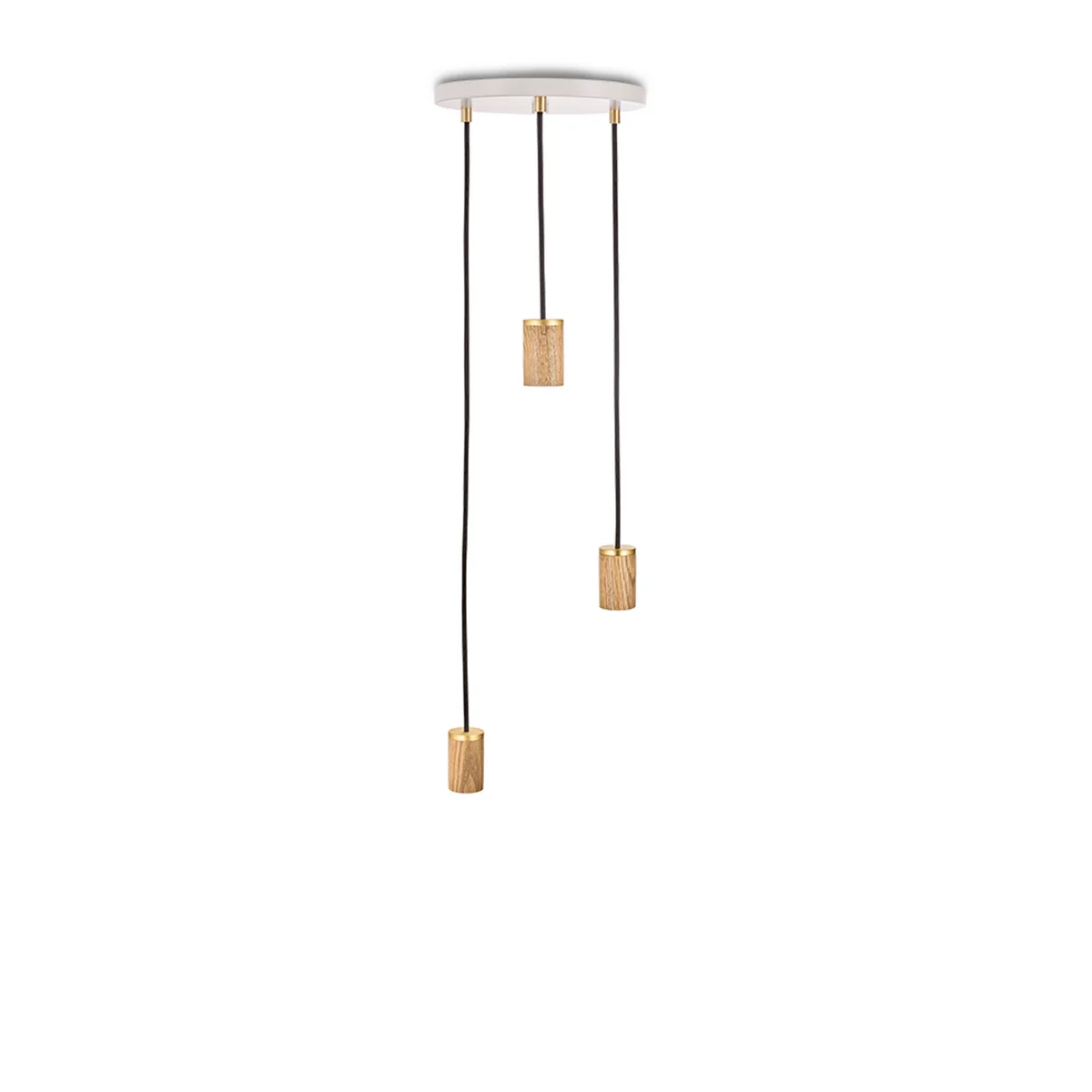 Tala - Brass Triple Lampe suspendue, blanc / chêne / laiton Tala - Brass Triple Lampe suspendue, blanc / chêne / laiton