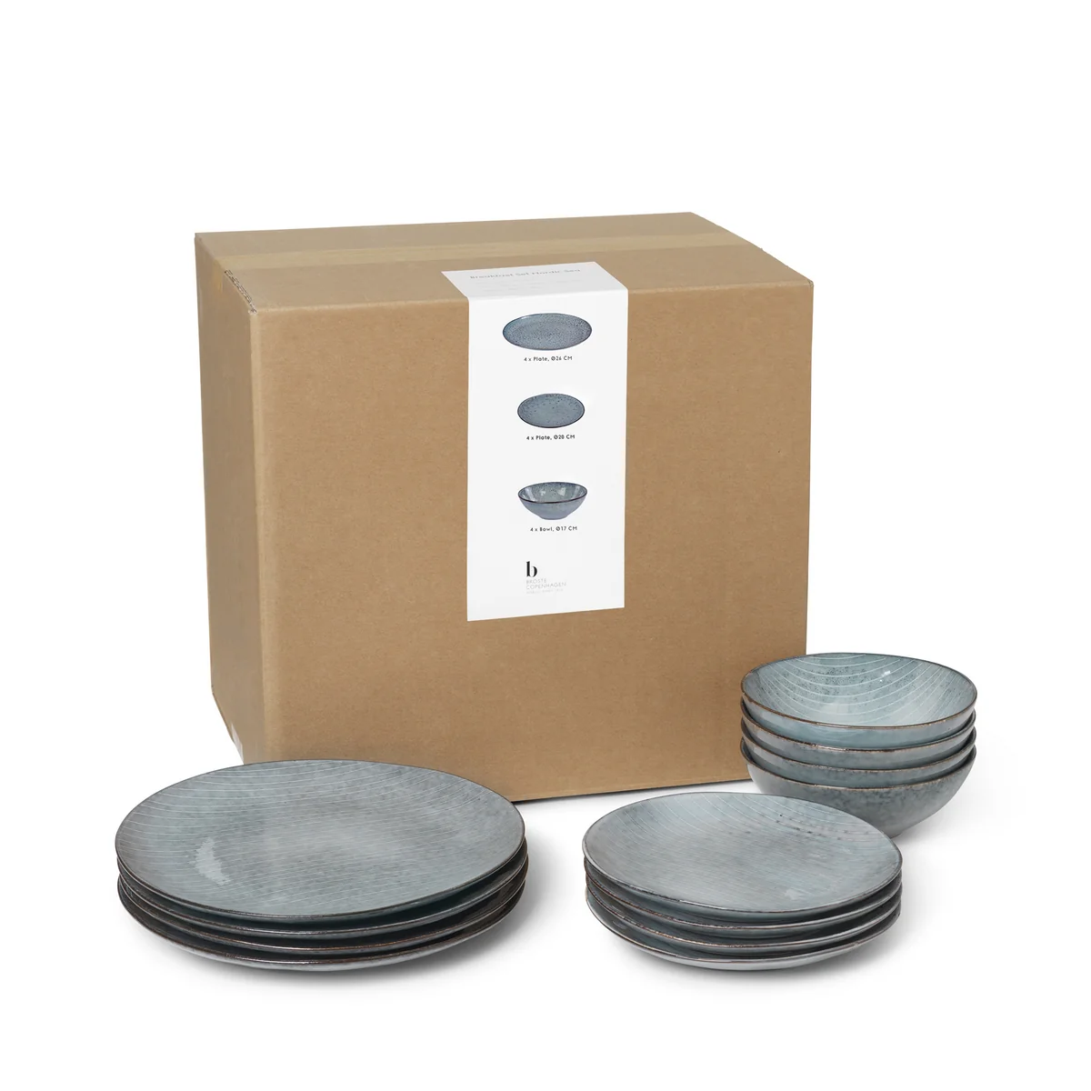 Broste Copenhagen - Nordic Sea Set de déjeuner, soft blue (12 pièces)