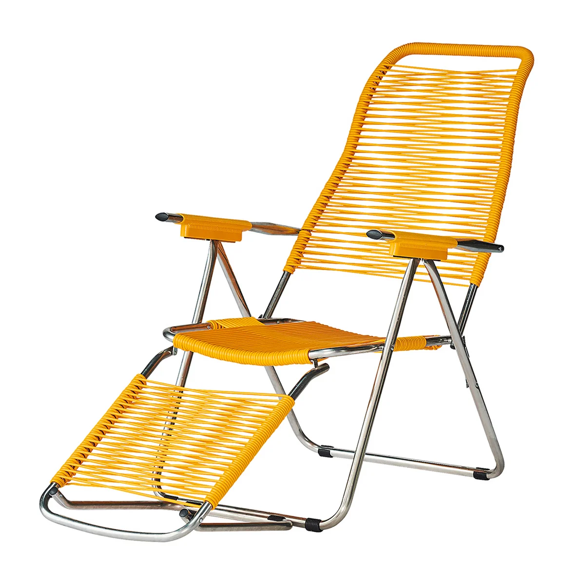 Fiam - Chaise longue Spaghetti , structure aluminium / toile jaune Fiam - Chaise longue Spaghetti , structure aluminium / toile jaune