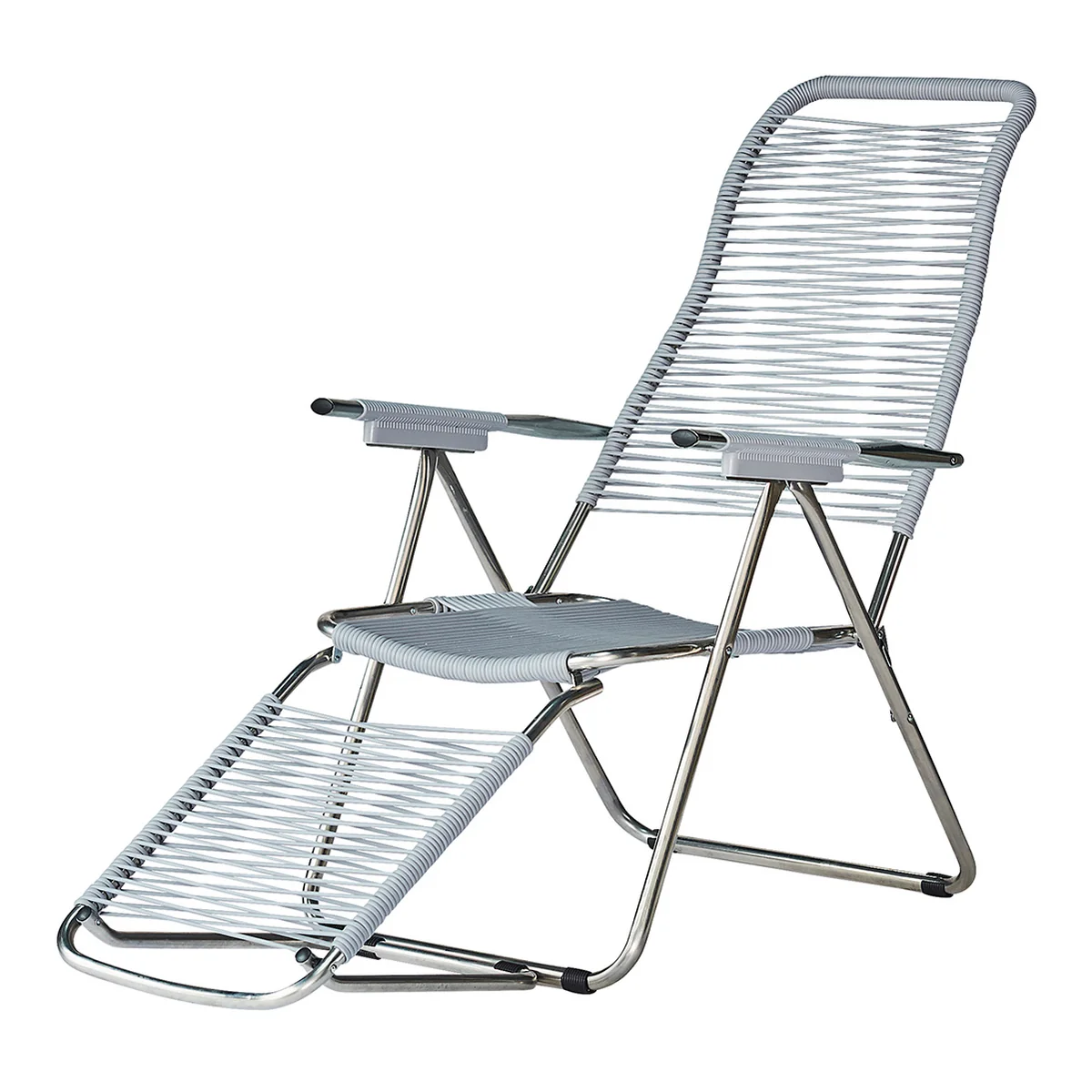 Fiam - Chaise longue Spaghetti , structure aluminium / toile grise Fiam - Chaise longue Spaghetti , structure aluminium / toile grise