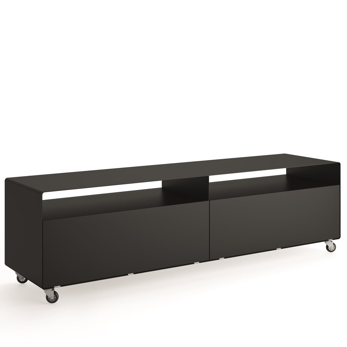 Müller Möbelfabrikation - R 110 Buffet avec 2 portes pliantes sur roulettes, noir profond