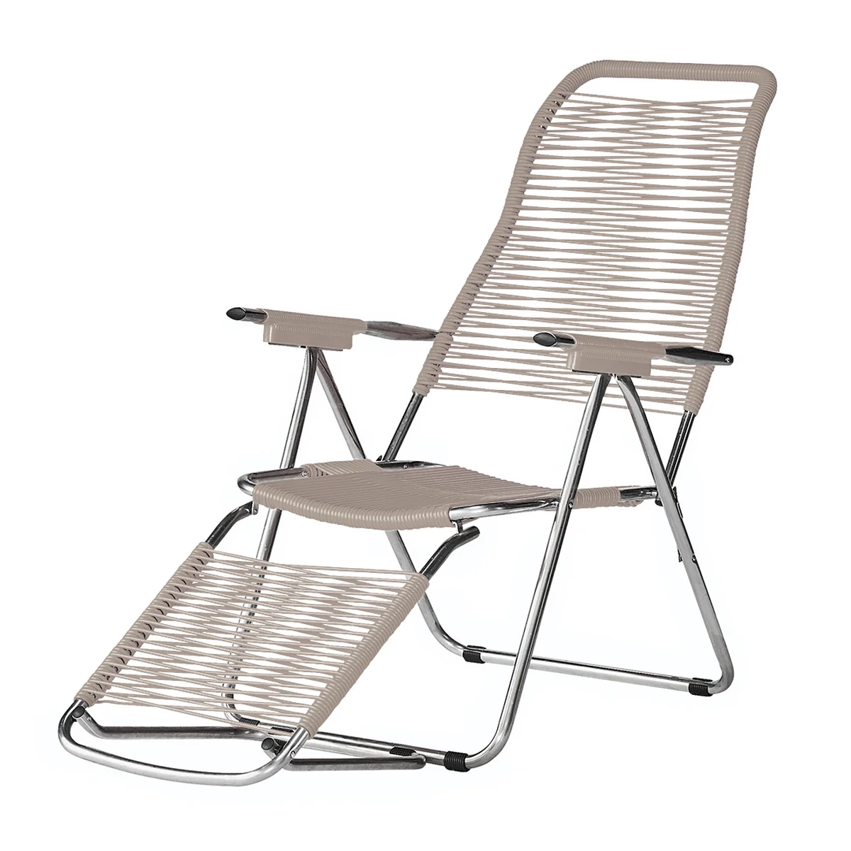 Fiam - Chaise longue Spaghetti , structure aluminium / toile taupe Fiam - Chaise longue Spaghetti , structure aluminium / toile taupe