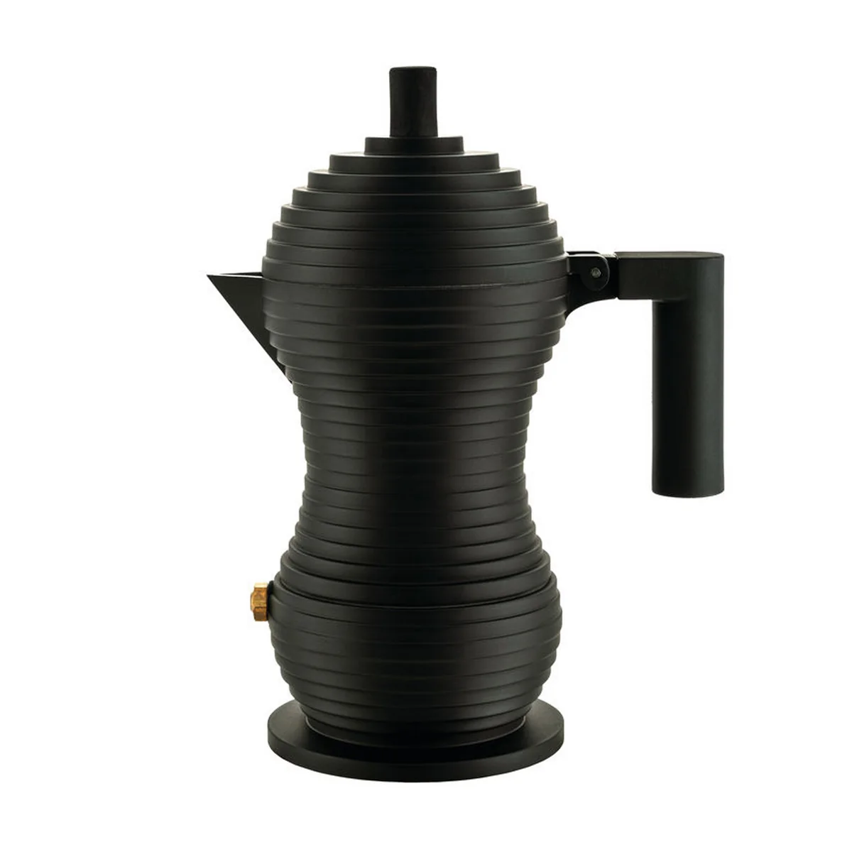 Cafeti&egrave;re espresso en fonte aluminium noirePulcina Noir Alessi