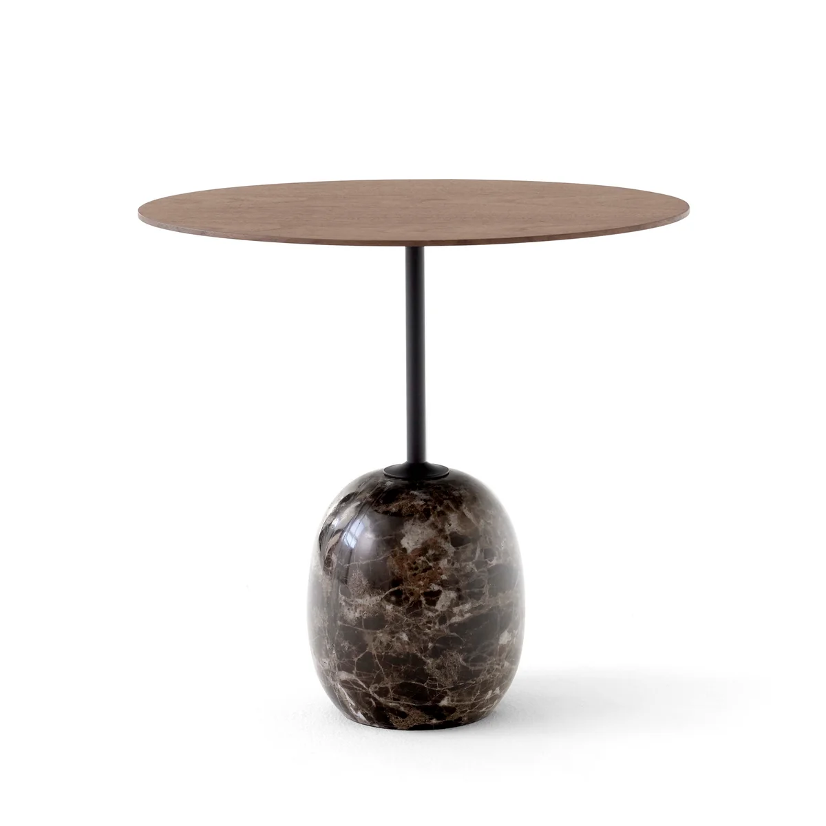 & Tradition - Lato Table d'appoint ovale 40 x 50 cm, H 45 cm, Noyer / Marbre Emparador & Tradition - Lato Table d'appoint ovale 40 x 50 cm, H 45 cm, Noyer / Marbre Emparador