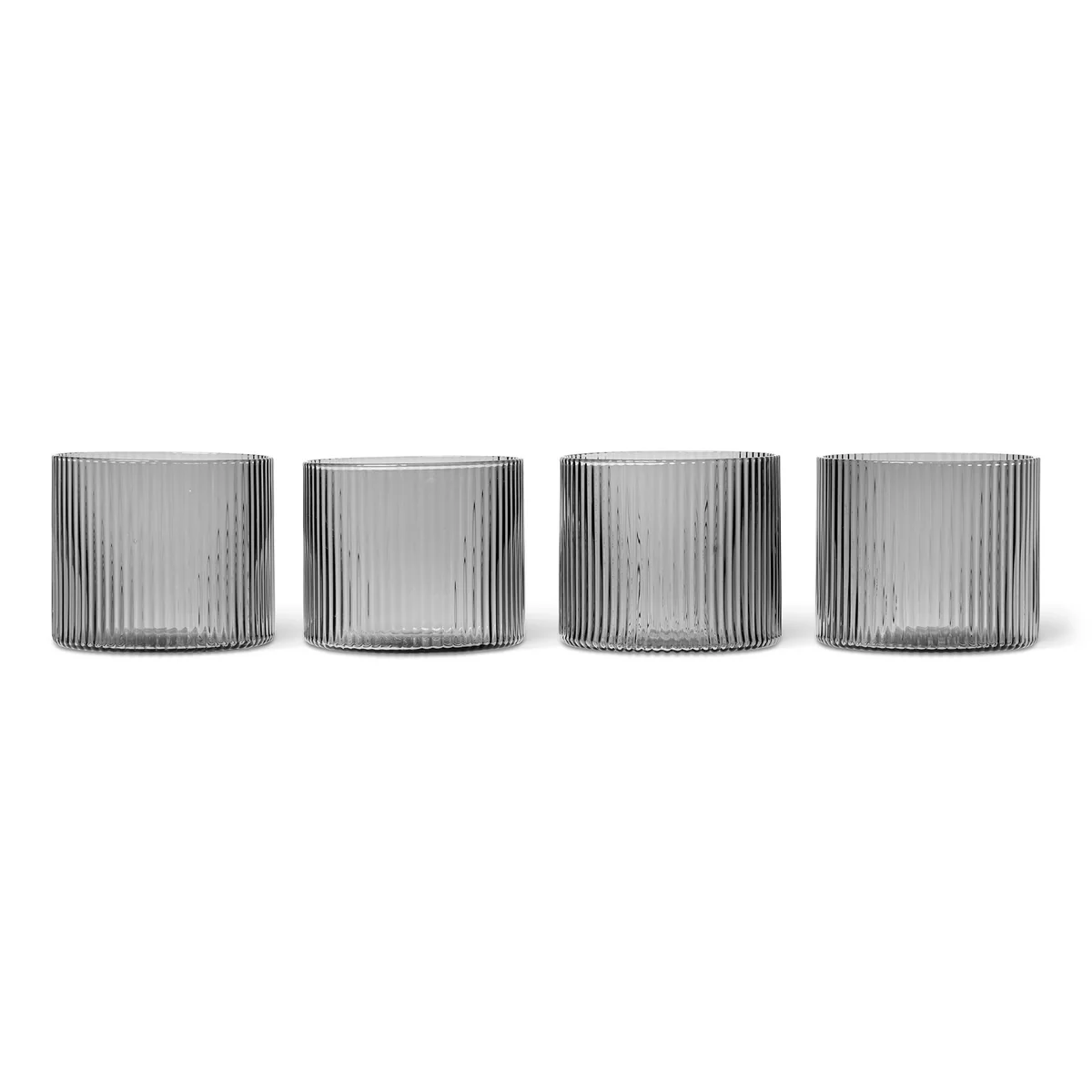 Ferm Living - Ripple Verre à boire low, smoked grey (set de 4)