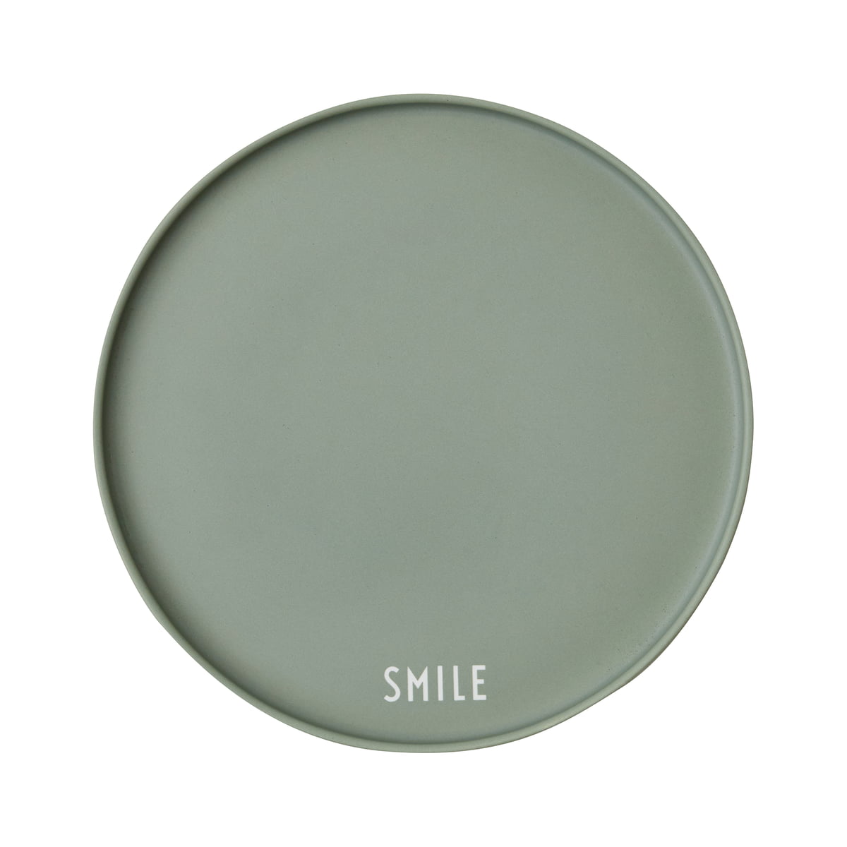 design letters - aj favourite assiette en porcelaine, sourire / vert