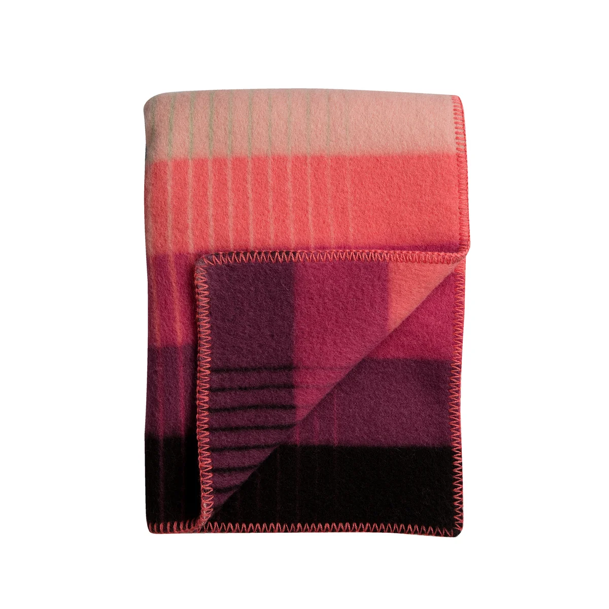 Røros Tweed - Åsmund Gradient Couverture en laine 200 x 135 cm, rose / vert