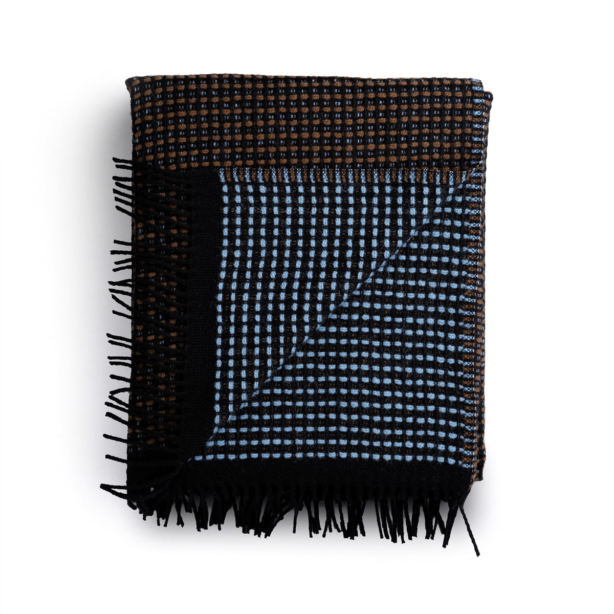 røros tweed - lofoten couverture en laine 210 x 150 cm, blue / mule