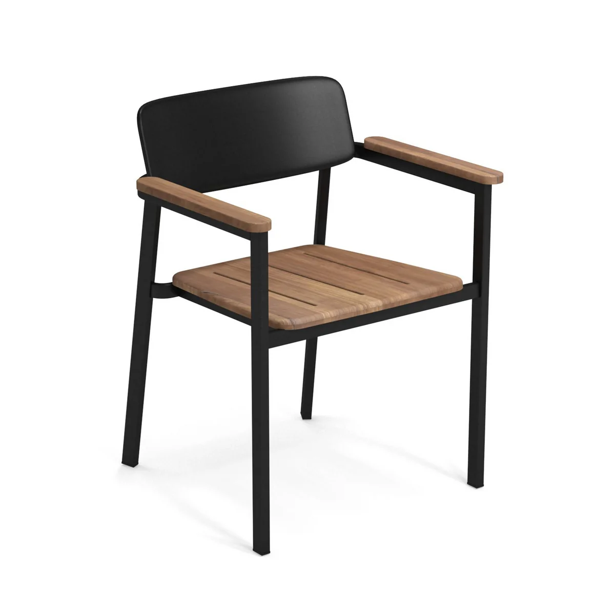Emu - Shine Outdoor Chaise avec accoudoirs, teck / noir
