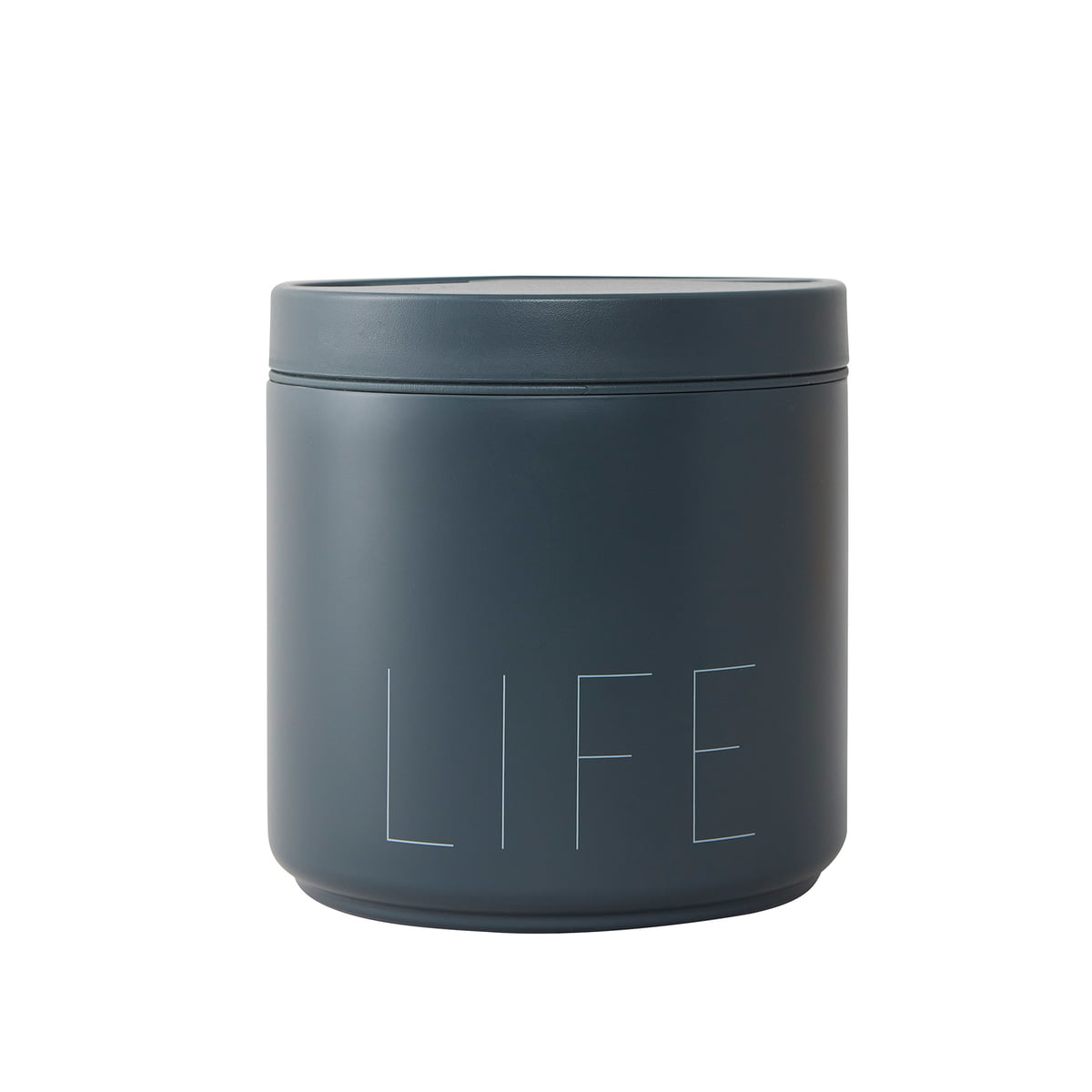 design letters - travel life thermo lunch box large, life / bleu royal