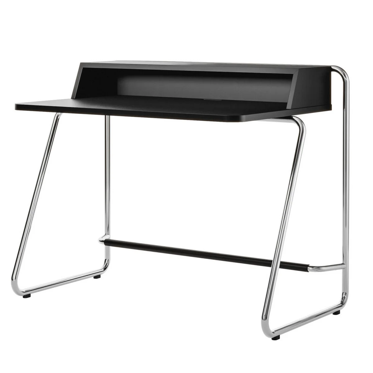 Thonet - S 1200 Secrétaire, chrome / corps en frêne teinté noir / plateau en frêne teinté noir