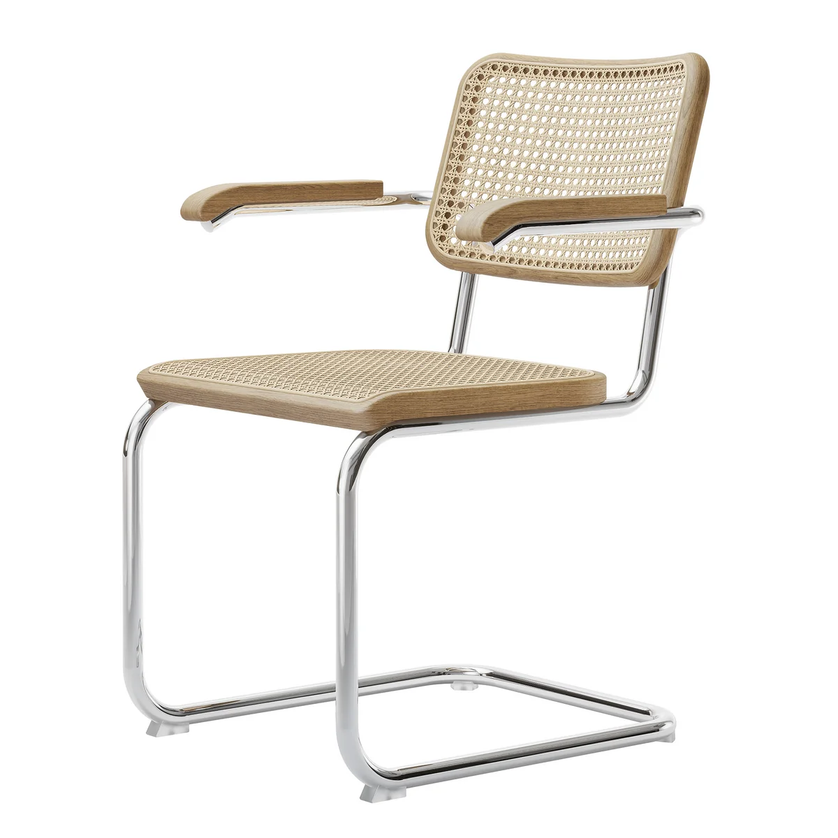 Thonet - Fauteuil S 64 V, chrome / chêne naturel / osier tressé avec toile de renfort en plastique (Pure Materials, sans patins) Thonet - Fauteuil S 64 V, chrome / chêne naturel / osier tressé avec toile de renfort en plastique (Pure Materials, sans patins)