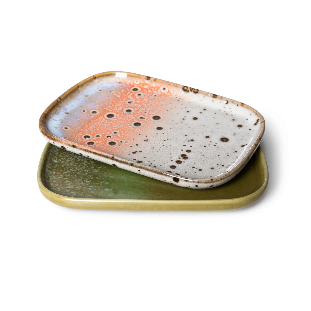 HKliving - 70's Plateau, 10,5 x 14,5 cm, atlas (set de 2)
