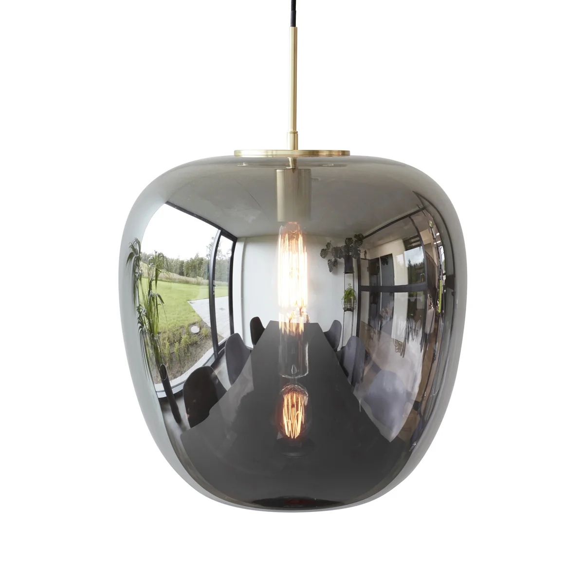 Hübsch Interior - Lampe à suspension en verre Ø 40 cm, hauteur 40 cm, miroir / laiton Hübsch Interior - Lampe à suspension en verre Ø 40 cm, hauteur 40 cm, miroir / laiton