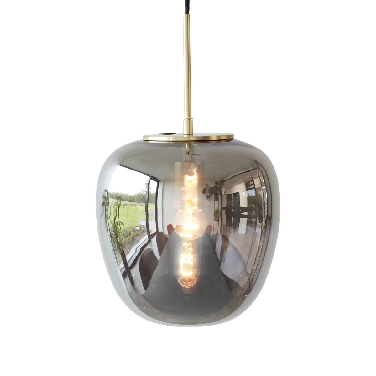 Hübsch Interior - Lampe à suspension en verre Ø 30 cm, hauteur 36 cm, miroir / laiton Hübsch Interior - Lampe à suspension en verre Ø 30 cm, hauteur 36 cm, miroir / laiton