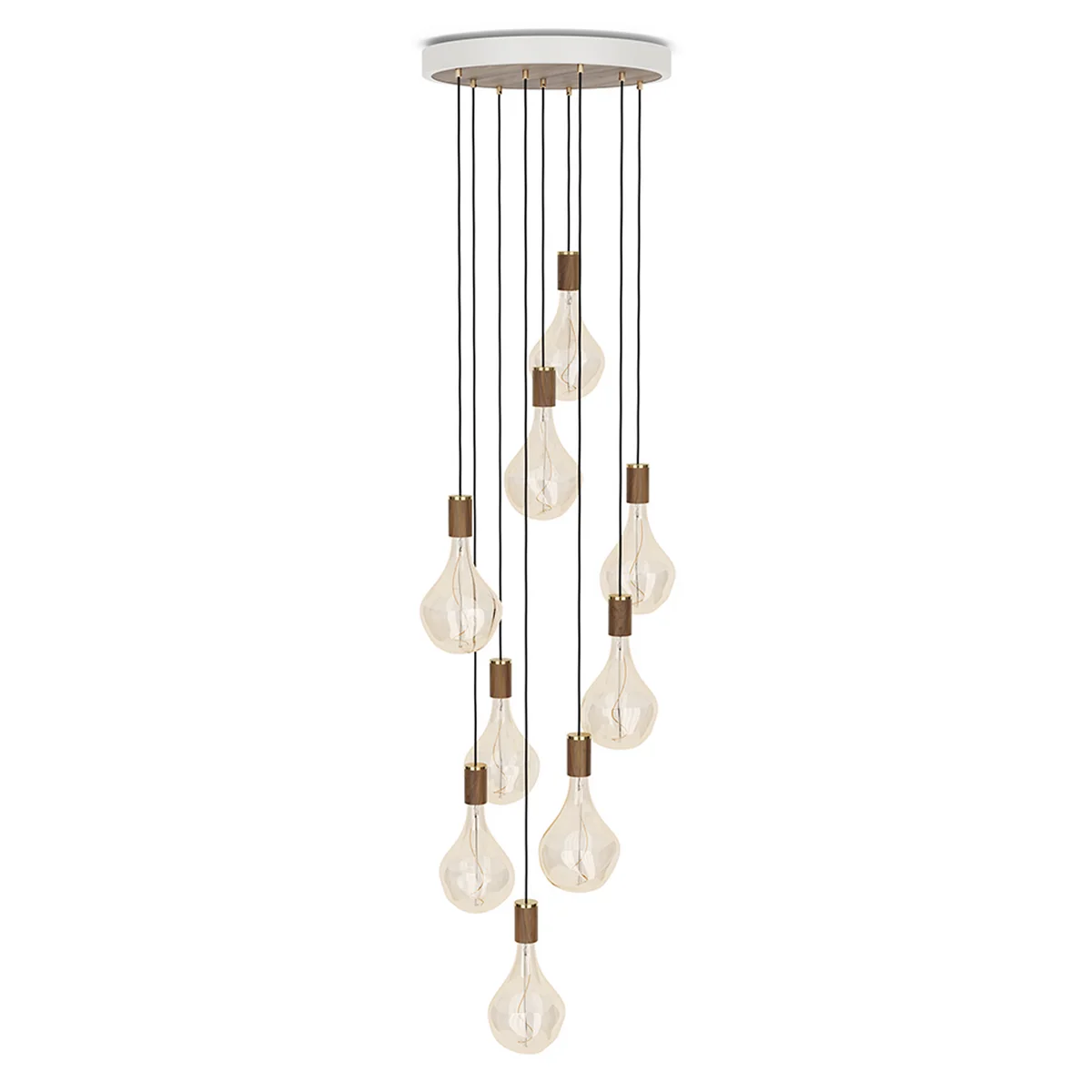 Tala - Noyer Nine Set de lampes suspendues, y compris 9 x Voronoi II ampoules LED E27, blanc / laiton