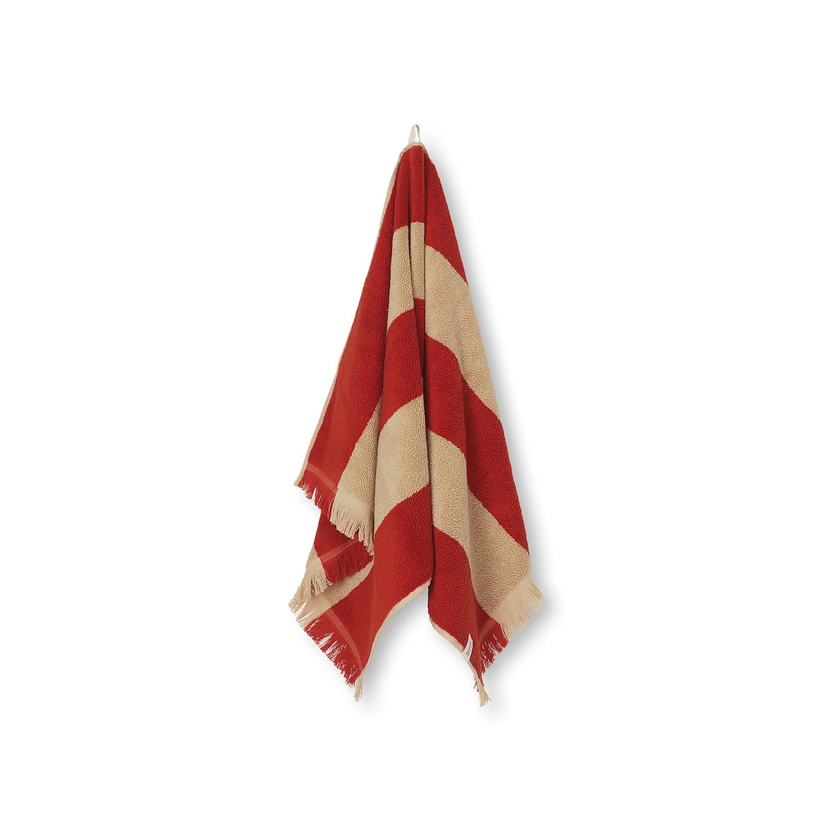 ferm living - alee serviette de bain, 50 x 100 cm, light camel / red