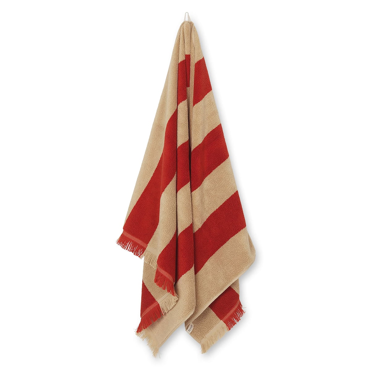 ferm living - alee serviette de bain, 70 x 140 cm, light camel / red