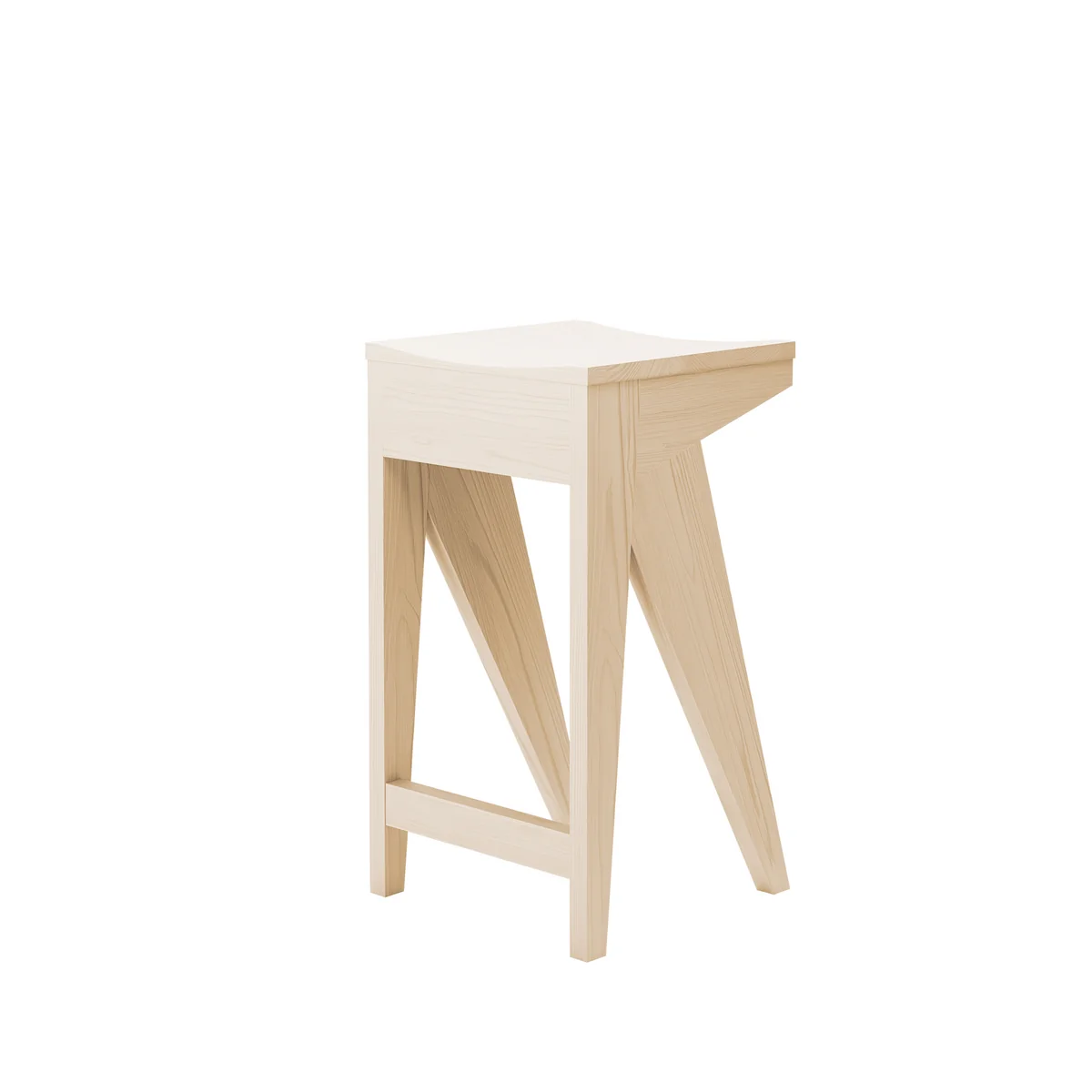 OUT Objekte unserer Tage - Schulz Tabouret de bar H 65 cm, frêne ciré avec pigment blanc