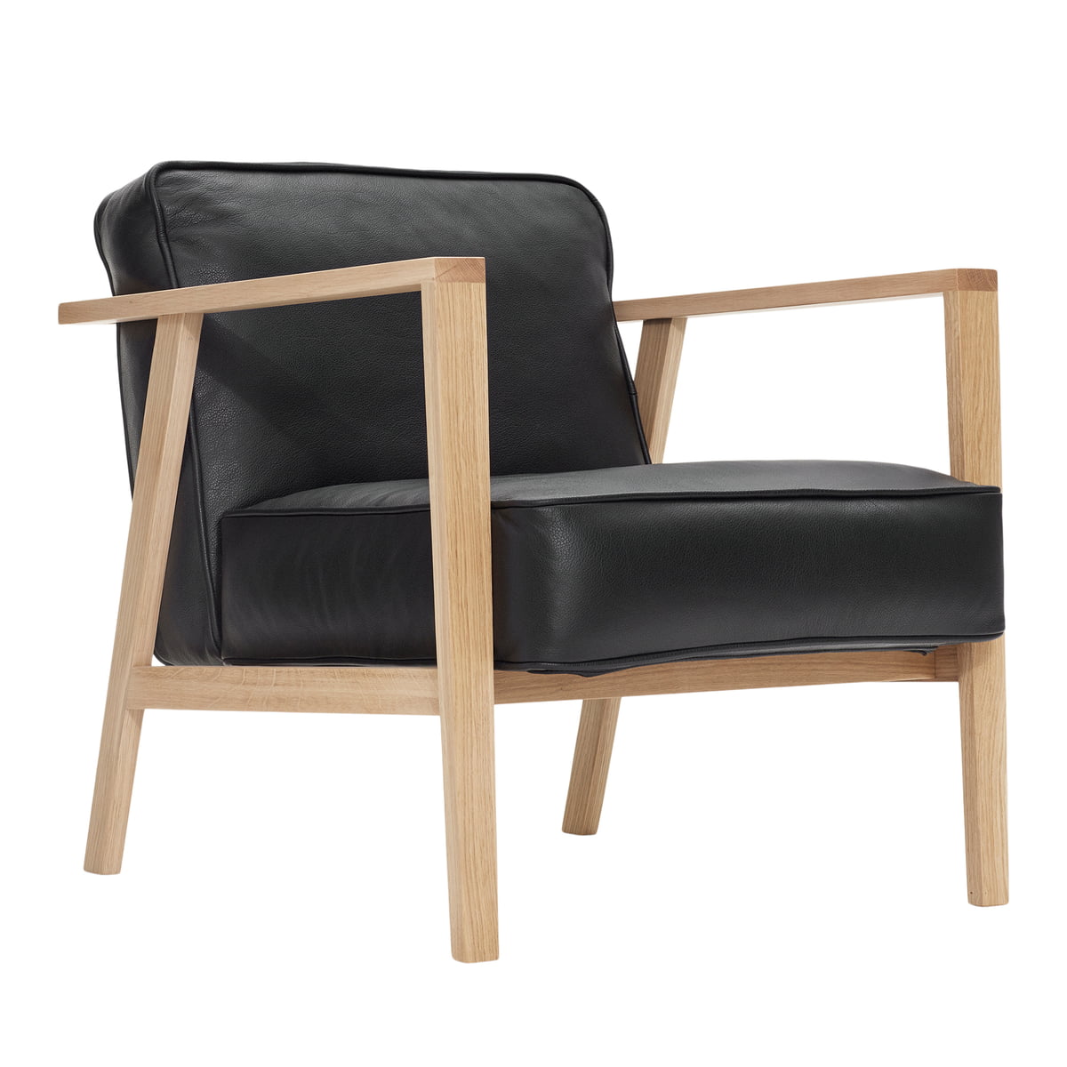 Andersen Furniture - LC1 Fauteuil de salon, chêne blanc pigmenté / cuir Sevilla noir 4001
