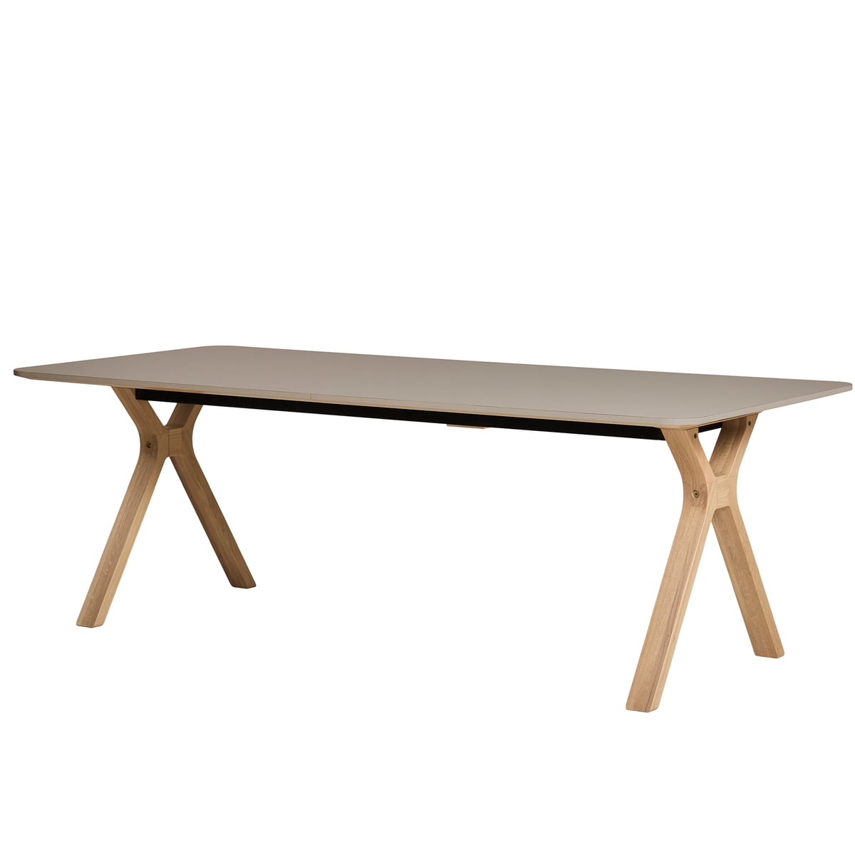 Andersen Furniture - Space Table à rallonge 95 x 220 cm, chêne blanc pigmenté / stratifié Castoro Ottawa (Fenix 0717)