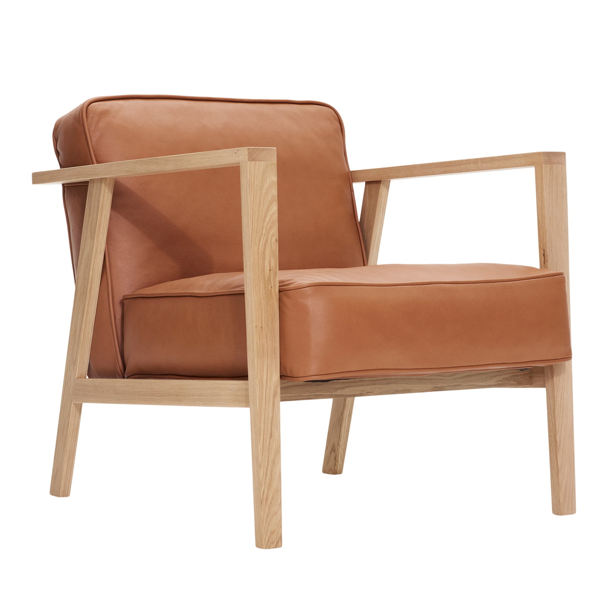 Andersen Furniture - Fauteuil LC1 Lunge, chêne blanc pigmenté / cuir Sevilla brun