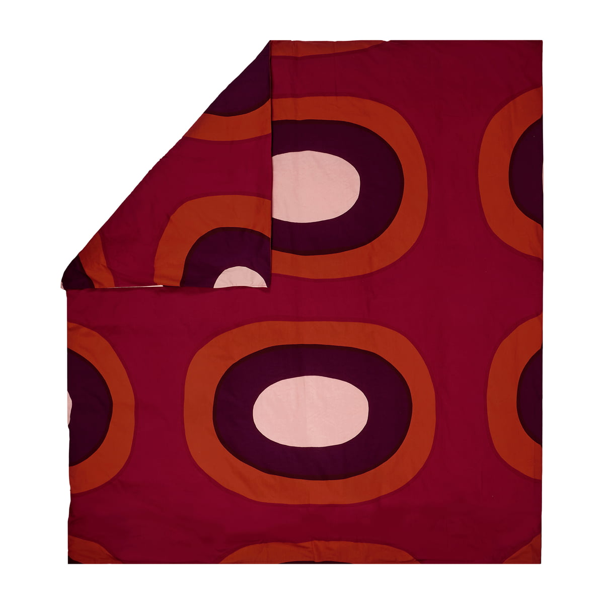 marimekko - melooni literie, housse de couette 210 x 210 cm, rouge / marron / dark purple