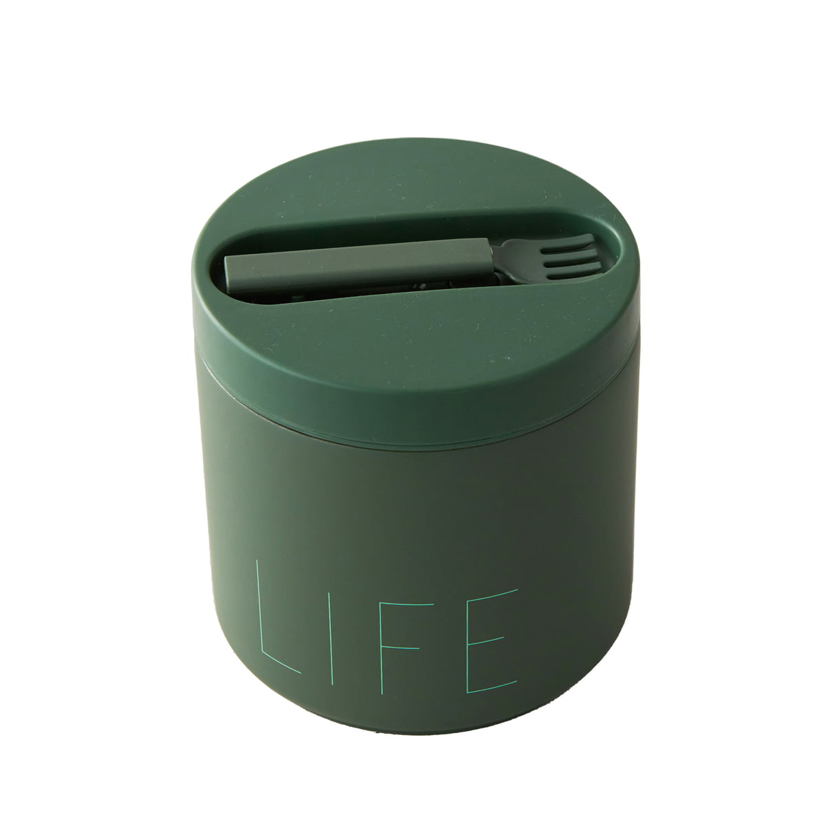 design letters - travel life thermo lunch box large, life / myrtle green
