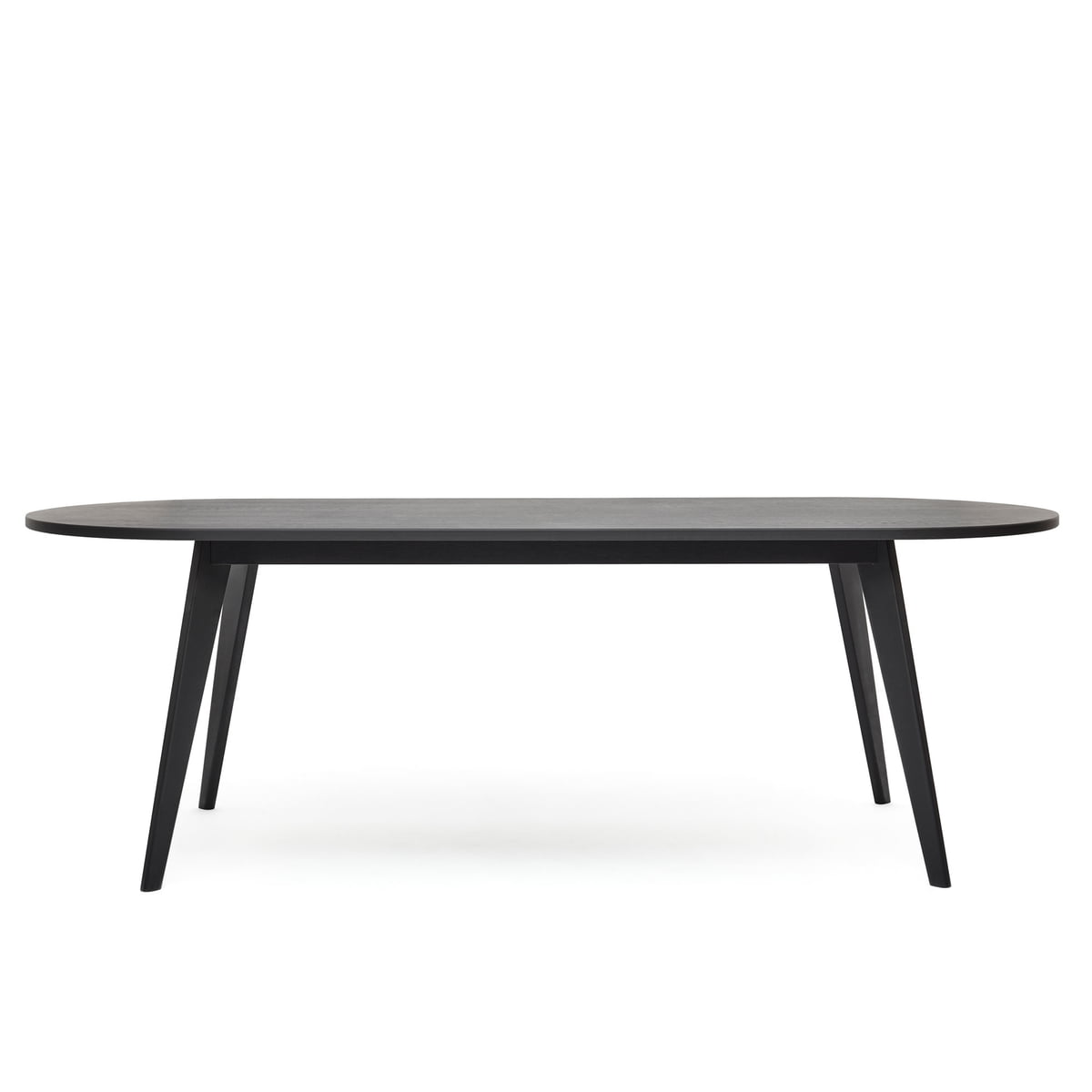 Puik - Archi Table de salle à manger, ovale, 200 x 89 cm, chêne laqué noir (RAL 9005)