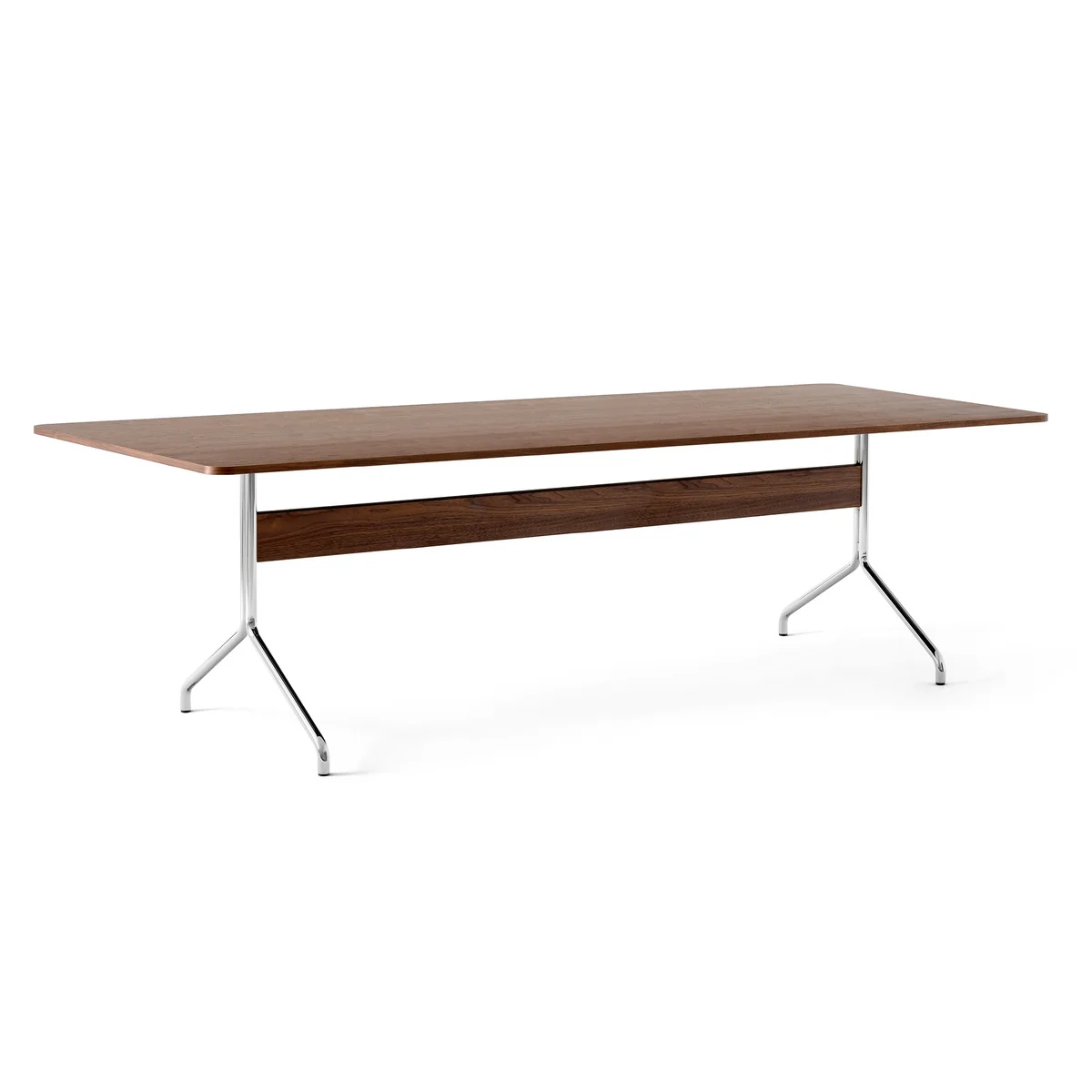 & Tradition - Pavilion Dining Table de salle à manger AV24, 250 x 110 cm, noyer laqué / piétement chromé