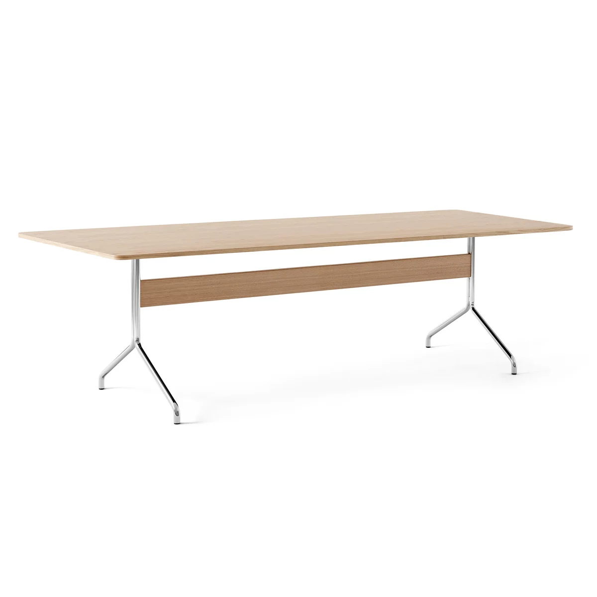 & Tradition - Pavilion Dining Table de salle à manger AV24, 250 x 110 cm, chêne laqué transparent / piétement chromé & Tradition - Pavilion Dining Table de salle à manger AV24, 250 x 110 cm, chêne laqué transparent / piétement chromé