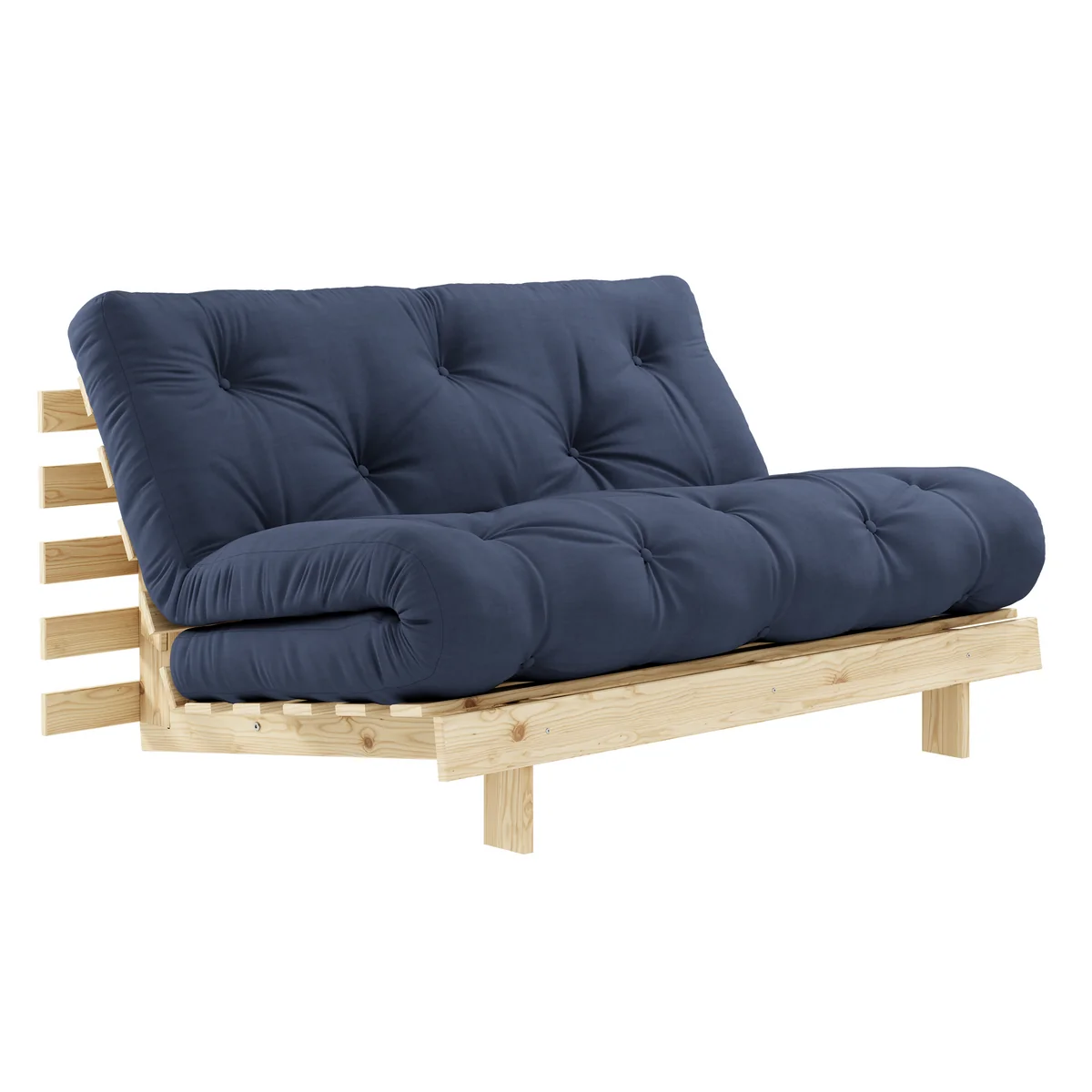 Karup - Roots Canapé-lit, 140 x 200 cm, pin naturel / bleu marine (737)