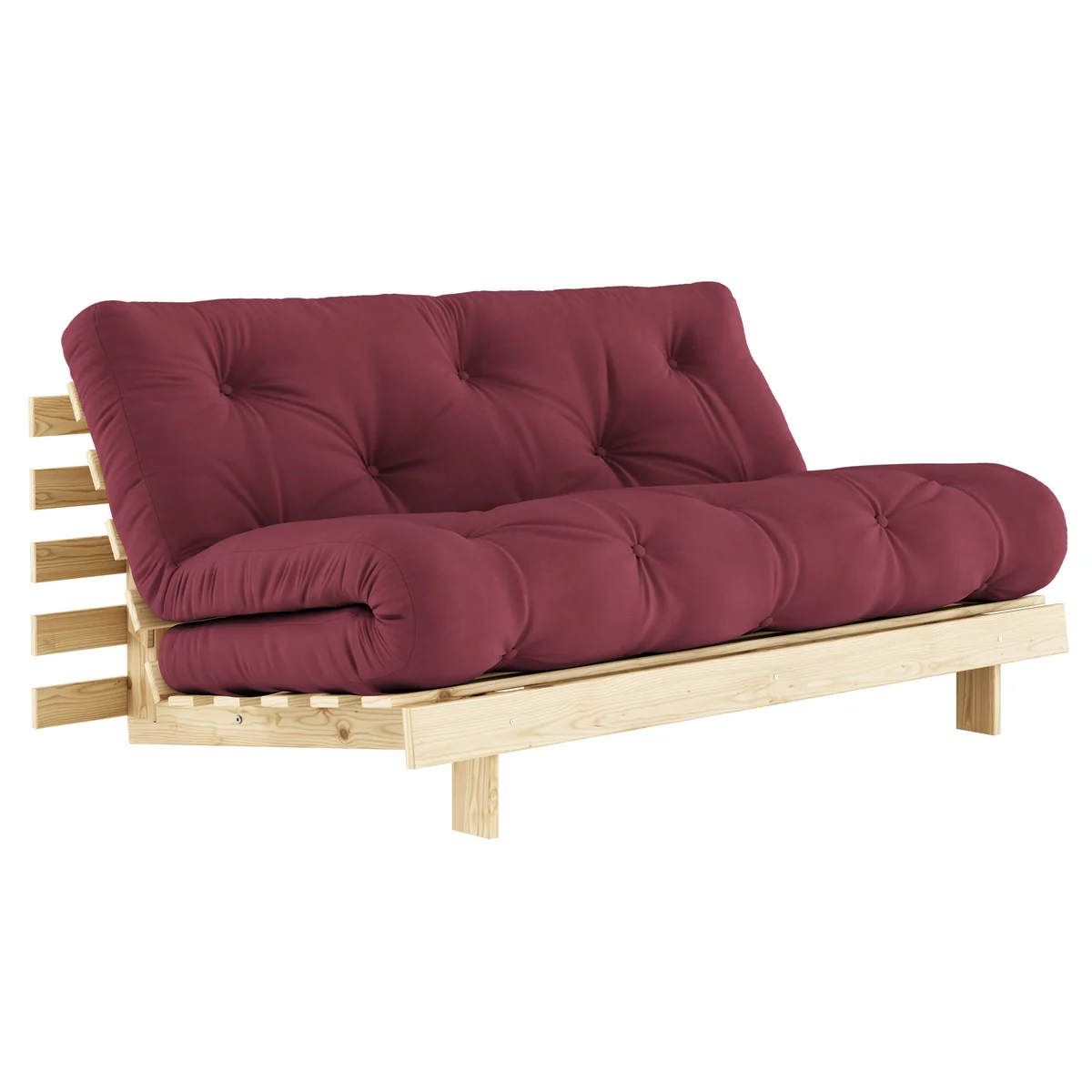 Karup - Roots Canapé-lit, 160 x 200 cm, pin naturel / bordeaux (710)