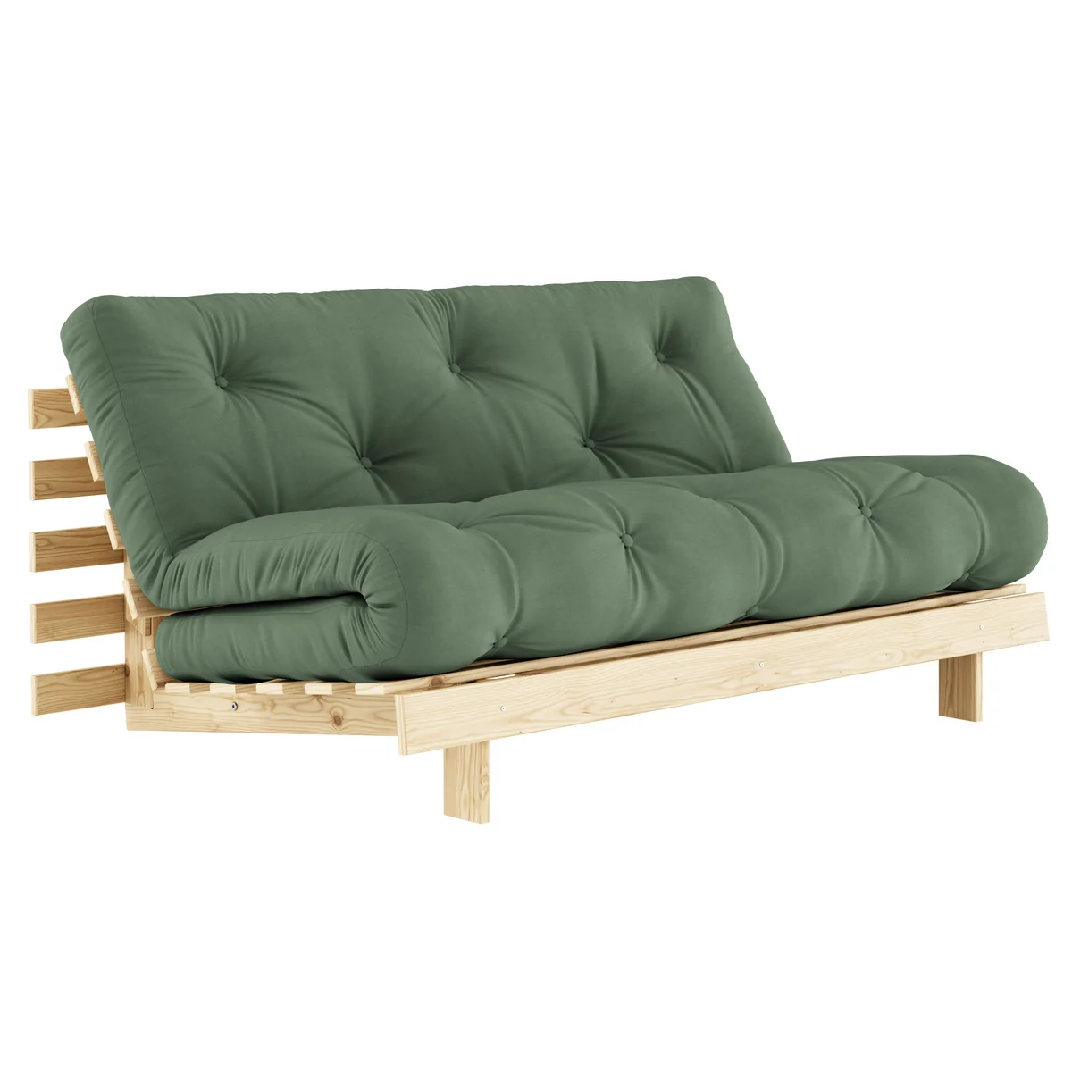 Karup - Roots Canapé-lit, 160 x 200 cm, pin naturel / vert olive (756) Karup - Roots Canapé-lit, 160 x 200 cm, pin naturel / vert olive (756)