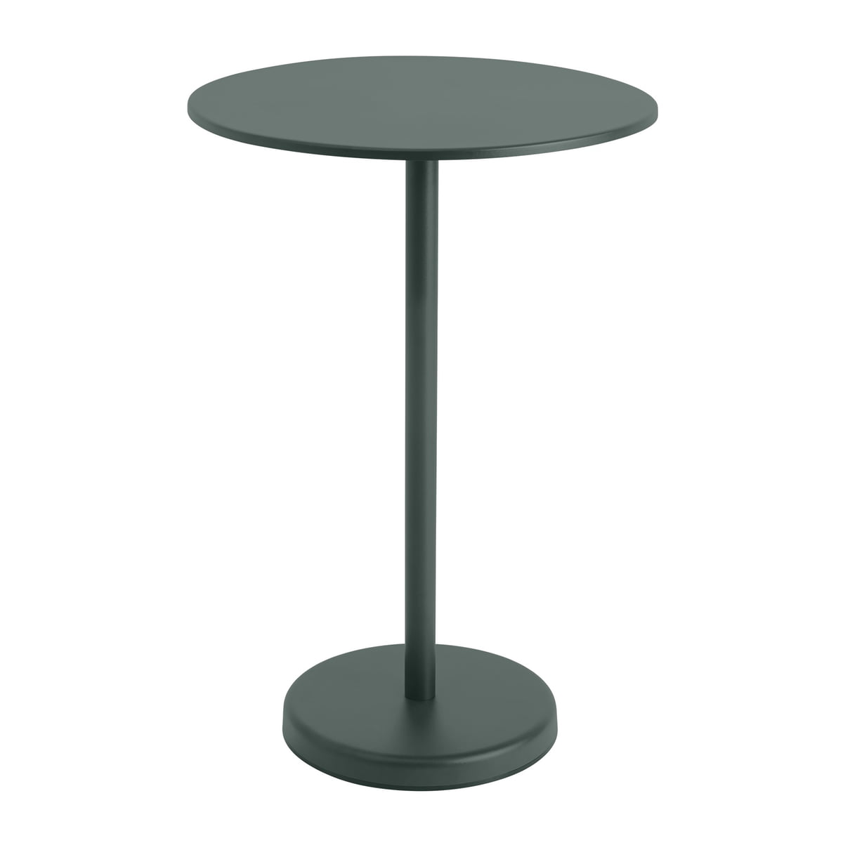muuto - linear steel table de bistrot outdoor, ø 70 x h 105 cm, vert foncé