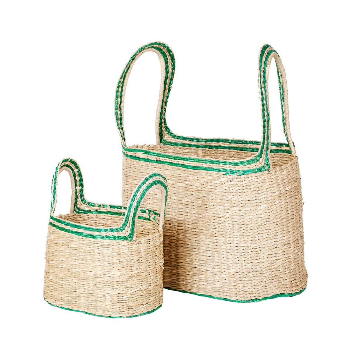 Broste Copenhagen - Lykke Corbeille, natural / jelly green (set de 2) Broste Copenhagen - Lykke Corbeille, natural / jelly green (set de 2)