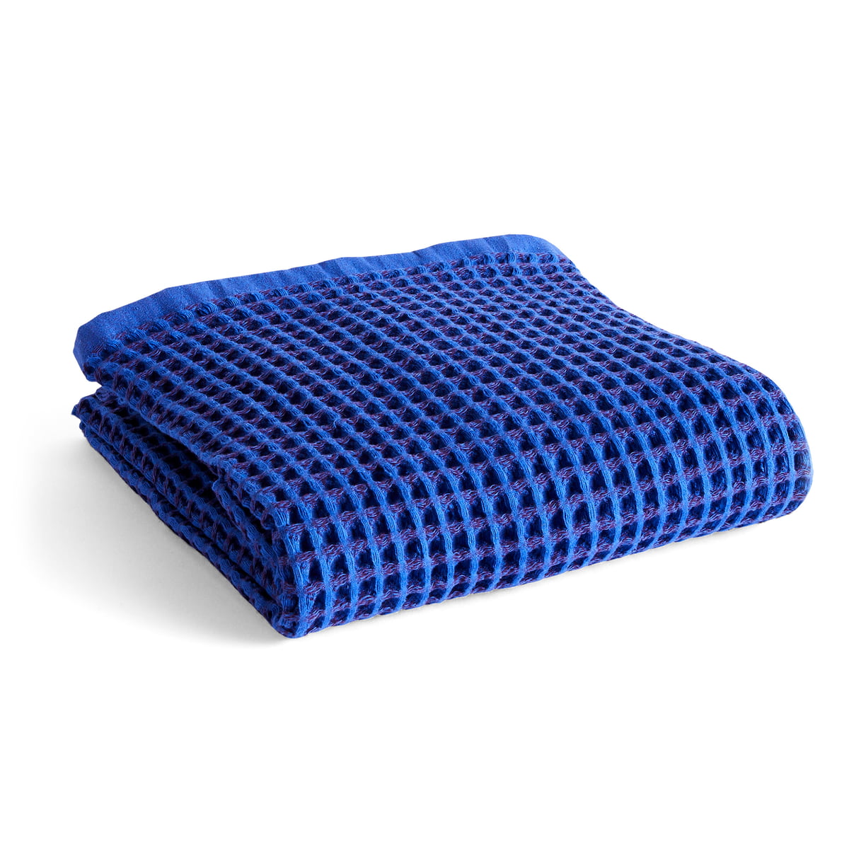 hay - waffle serviette de bain, 70 x 140 cm, vibrant blue