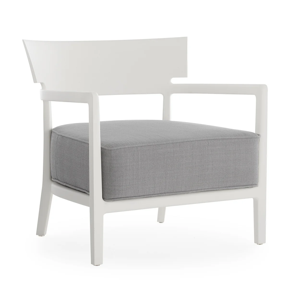 Kartell - Cara Outdoor Fauteuil, structure blanc mat / housse grise Kartell - Cara Outdoor Fauteuil, structure blanc mat / housse grise