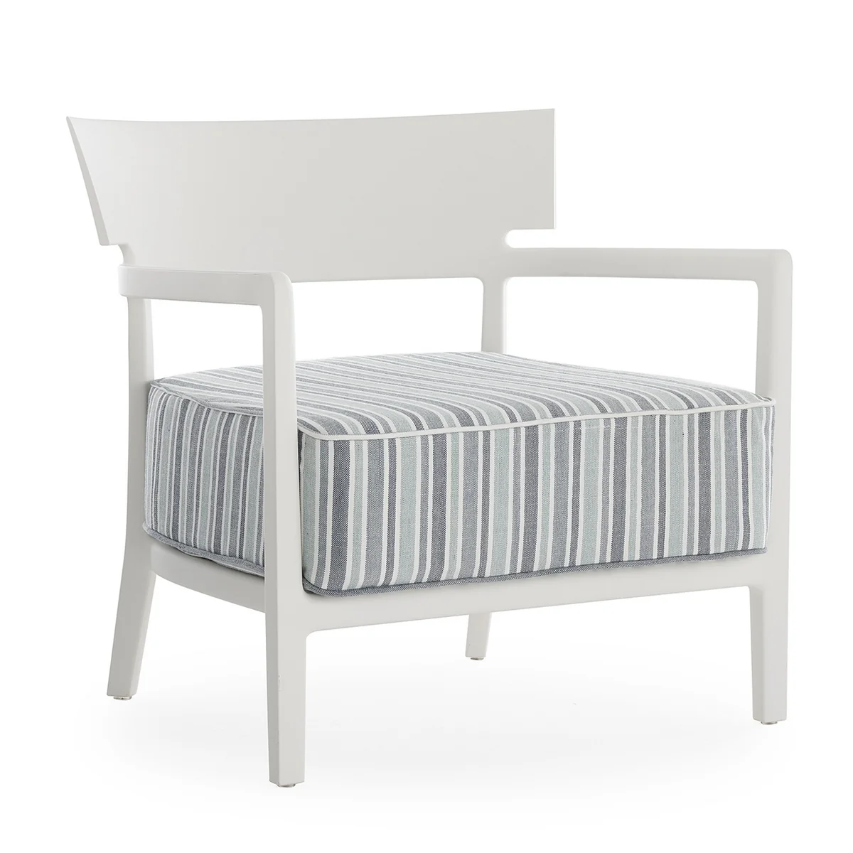 Kartell - Cara Outdoor Fauteuil, structure blanc mat / housse vert rayé Kartell - Cara Outdoor Fauteuil, structure blanc mat / housse vert rayé