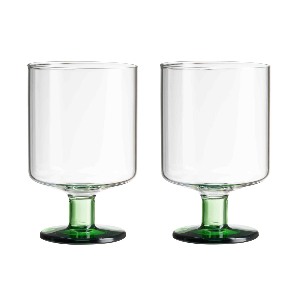 design letters - generous verre à vin, clear / green (set de 2)