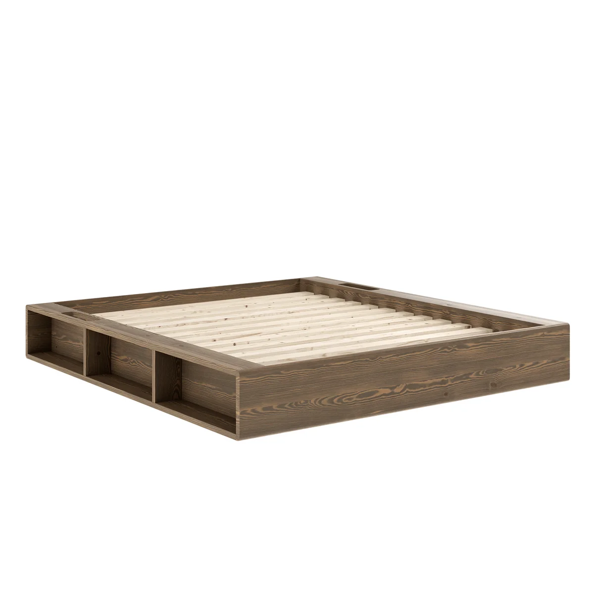 Karup - Ziggy Cadre de lit avec sommier à lattes et rangement, 160 x 200 cm, pin laqué brun caroube Karup - Ziggy Cadre de lit avec sommier à lattes et rangement, 160 x 200 cm, pin laqué brun caroube