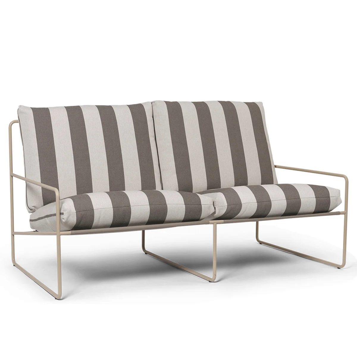 Ferm Living - Desert Stripe Outdoor Canapé 2 places - Cashmere / chocolat Ferm Living - Desert Stripe Outdoor Canapé 2 places - Cashmere / chocolat
